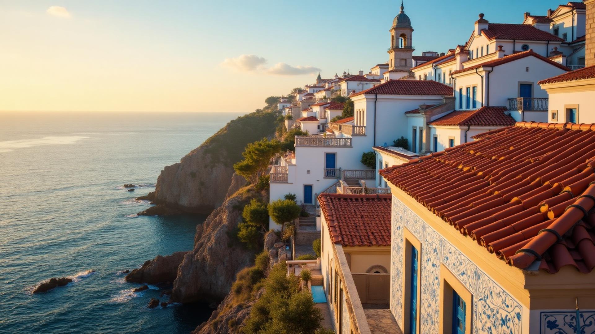 Portuguese coastline with azure blue water and rocks, symbolizing life in Portugal for English-speaking expats